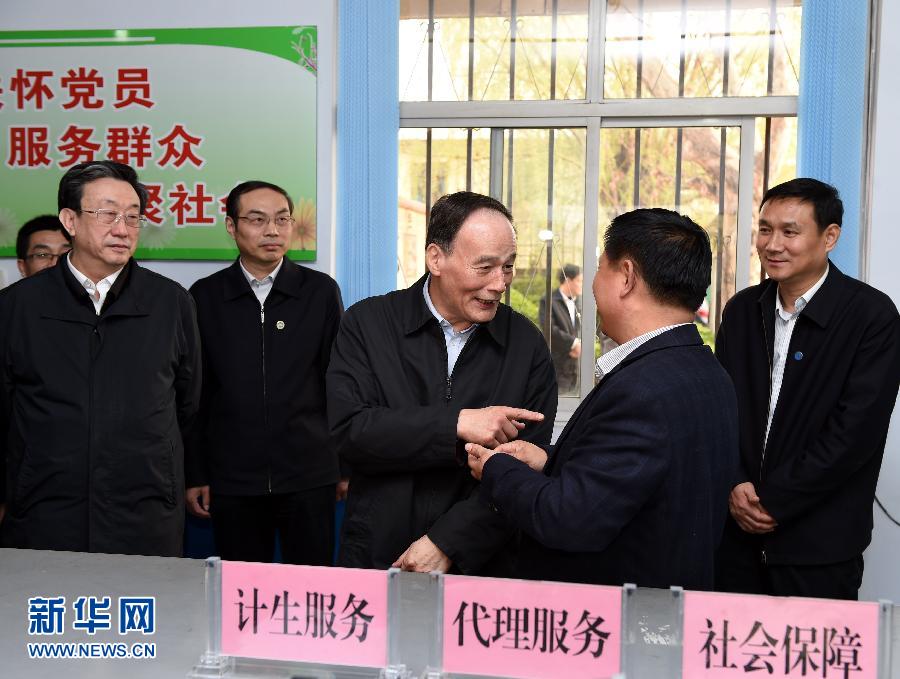 3月27日至28日，中共中央政治局常委、中央紀委書記王岐山到河南省調(diào)研，并主持召開座談會。這是3月27日王岐山在河南林州姚村鎮(zhèn)馮家口村黨支部考察。 新華社記者 饒愛民 攝