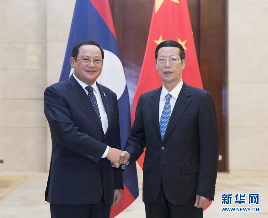 9月11日，中共中央政治局常委、國(guó)務(wù)院副總理張高麗在廣西南寧會(huì)見前來(lái)出席第十四屆中國(guó)－東盟博覽會(huì)和中國(guó)－東盟商務(wù)與投資峰會(huì)的老撾副總理宋賽。新華社記者王曄攝