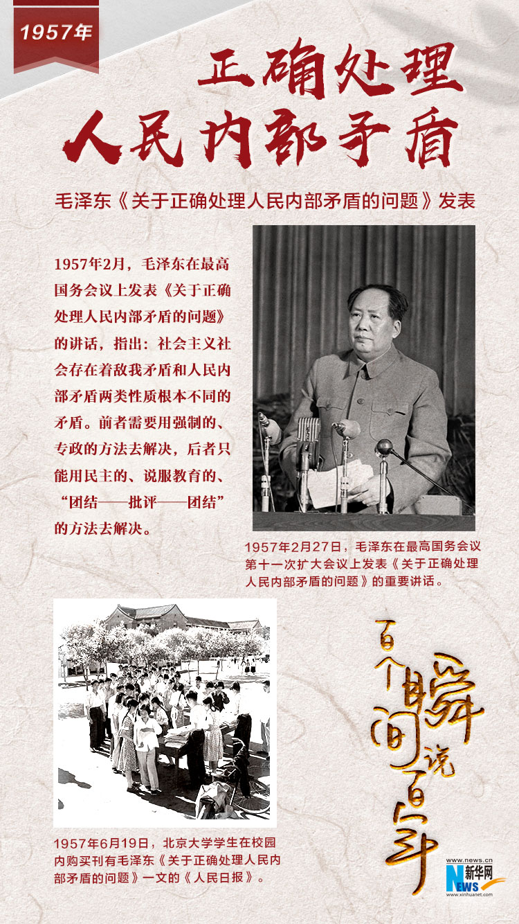 1957，正確處理人民內(nèi)部矛盾