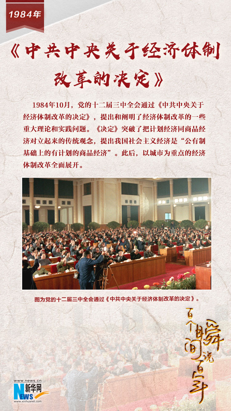 1984，《中共中央關于經(jīng)濟體制改革的決定》