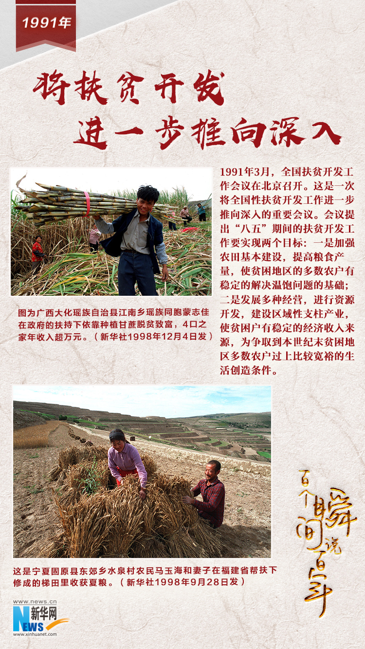 1991，將扶貧開發(fā)進一步推向深入