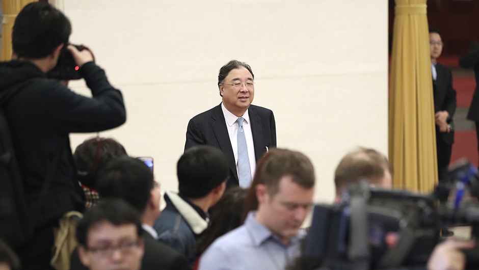 馬曉偉步入&ldquo;部長通道&rdquo;，準(zhǔn)備接受采訪