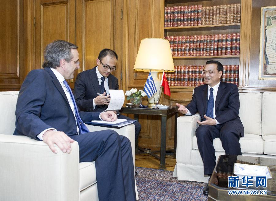 6月19日，國務院總理李克強在雅典同希臘總理薩馬拉斯舉行會談。新華社記者 王曄 攝
