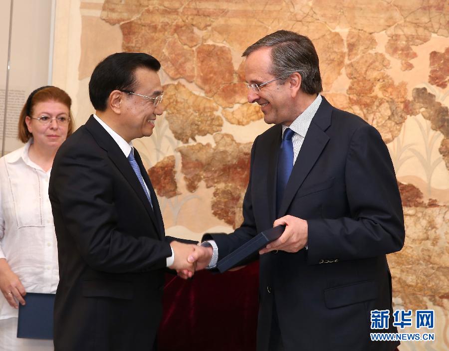 6月21日，國務院總理李克強與希臘總理薩馬拉斯共同出席希臘伊拉克利翁博物館新館開館儀式并發(fā)表講話。 新華社記者 龐興雷 攝