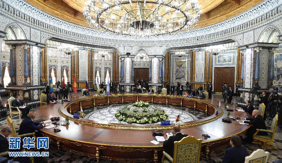 9月12日，上海合作組織成員國元首理事會第十四次會議在塔吉克斯坦首都杜尚別舉行。國家主席習(xí)近平出席會議并發(fā)表重要講話。新華社記者馬占成攝 