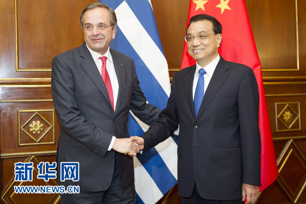 10月16日，中國(guó)國(guó)務(wù)院總理李克強(qiáng)在意大利米蘭會(huì)見(jiàn)希臘總理薩馬拉斯。 新華社記者 謝環(huán)馳 攝