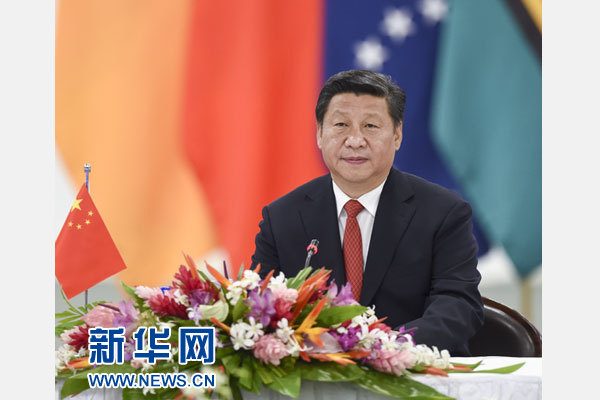 習(xí)近平主持會議并發(fā)表主旨講話。新華社記者 李學(xué)仁攝