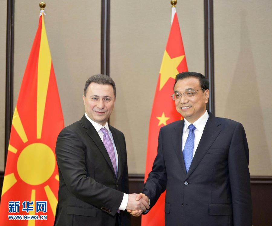 12月17日，中國國務院總理李克強在貝爾格萊德會見馬其頓總理格魯埃夫斯基。 新華社記者劉力航攝 