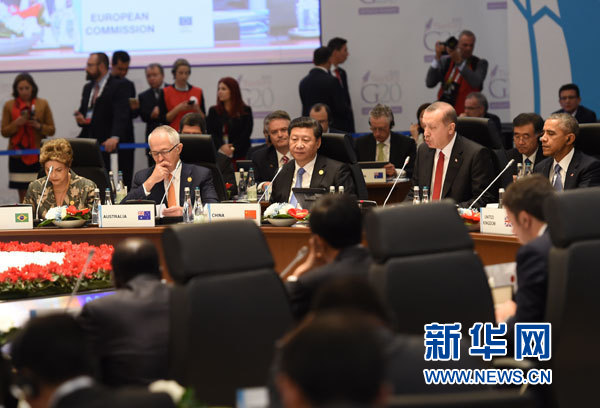 11月15日，國家主席習近平在土耳其安塔利亞出席二十國集團領導人第十次峰會第一階段會議。 新華社記者李學仁攝 