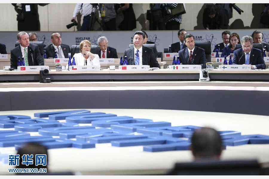4月1日，第四屆核安全峰會(huì)在美國首都華盛頓舉行。國家主席習(xí)近平出席并發(fā)表題為《加強(qiáng)國際核安全體系，推進(jìn)全球核安全治理》的重要講話。新華社記者蘭紅光攝
