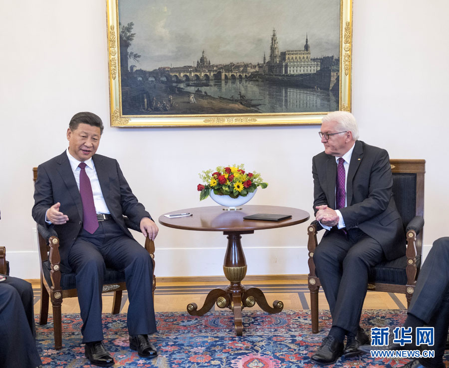 7月5日，國家主席習(xí)近平在柏林會見德國總統(tǒng)施泰因邁爾。 新華社記者李學(xué)仁 攝